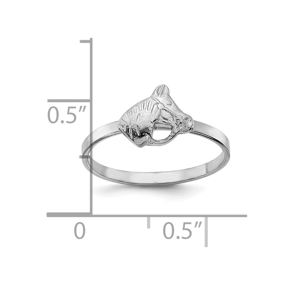 Sterling Silver Rhodium-plated Polished & Textured Horse Size 3 Ring