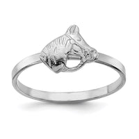 Sterling Silver Rhodium-plated Polished & Textured Horse Size 4 Ring