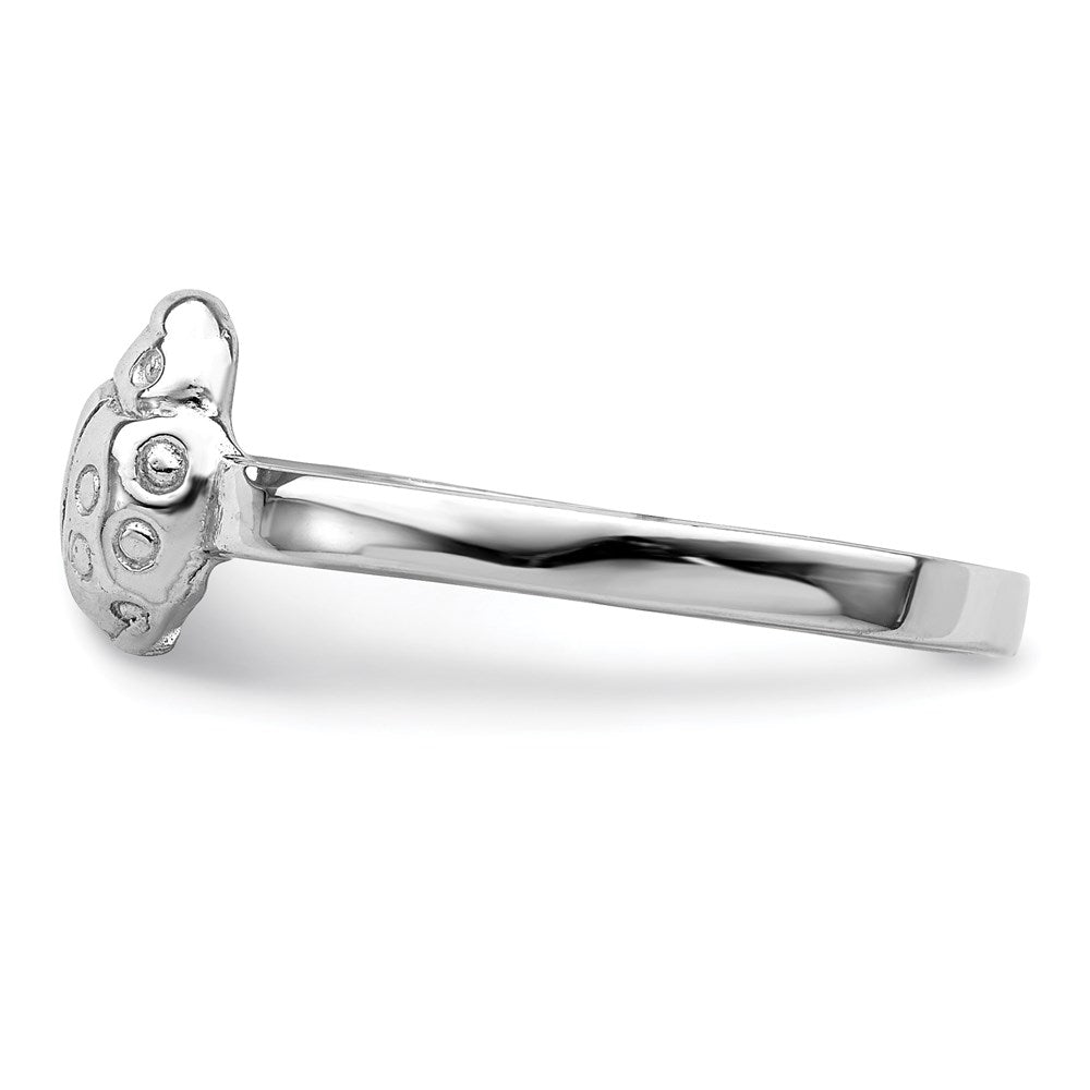 Sterling Silver Rhodium-plated Polished Ladybug Size 4 Ring
