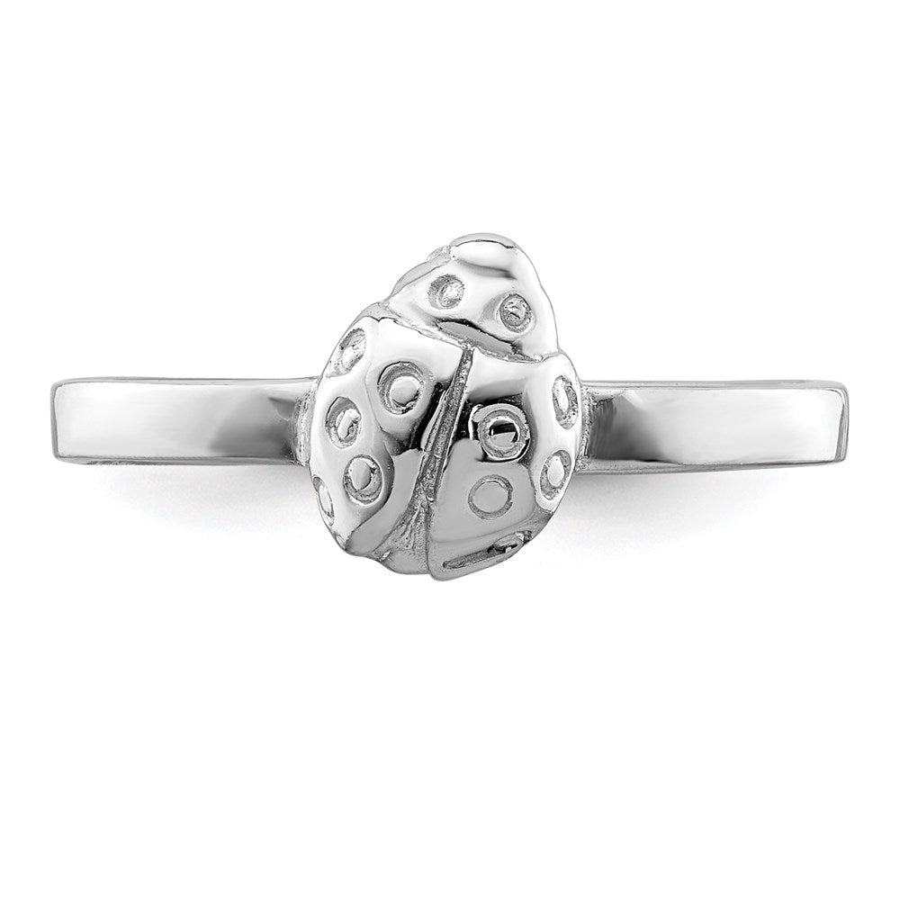 Sterling Silver Rhodium-plated Polished Ladybug Size 4 Ring