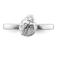 Sterling Silver Rhodium-plated Polished Ladybug Size 4 Ring