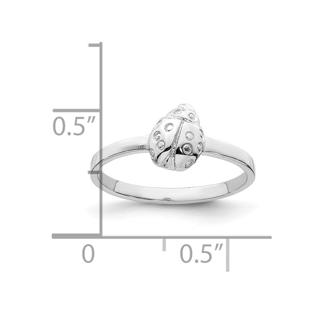 Sterling Silver Rhodium-plated Polished Ladybug Size 4 Ring