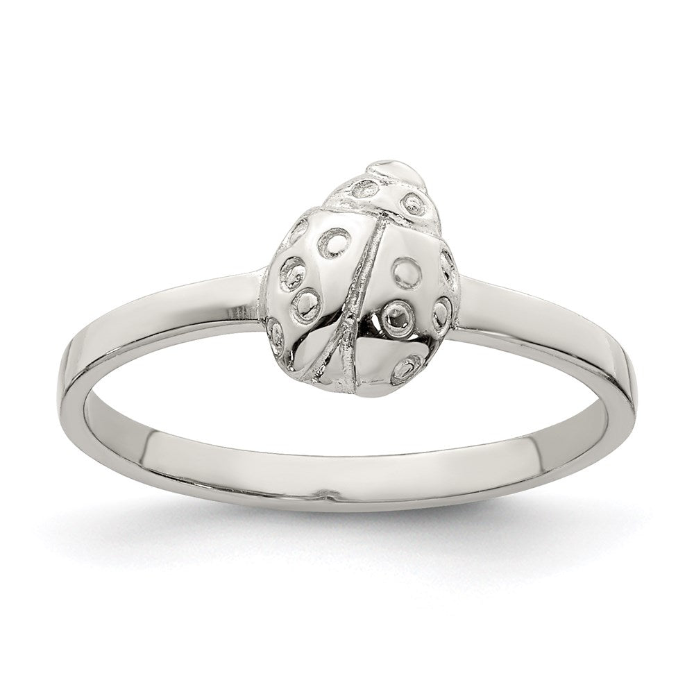 Sterling Silver Rhodium-plated Polished Ladybug Size 4 Ring