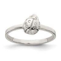 Sterling Silver Rhodium-plated Polished Ladybug Size 4 Ring