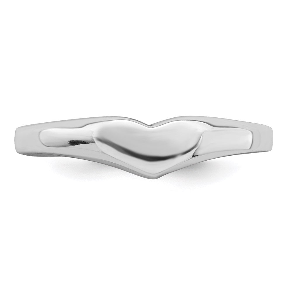 Sterling Silver RH-plated Polished Elongated Heart Size 4 Ring