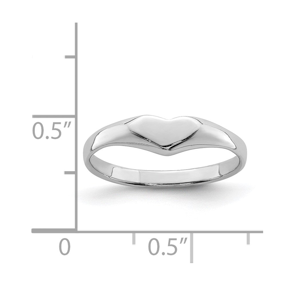 Sterling Silver RH-plated Polished Elongated Heart Size 4 Ring