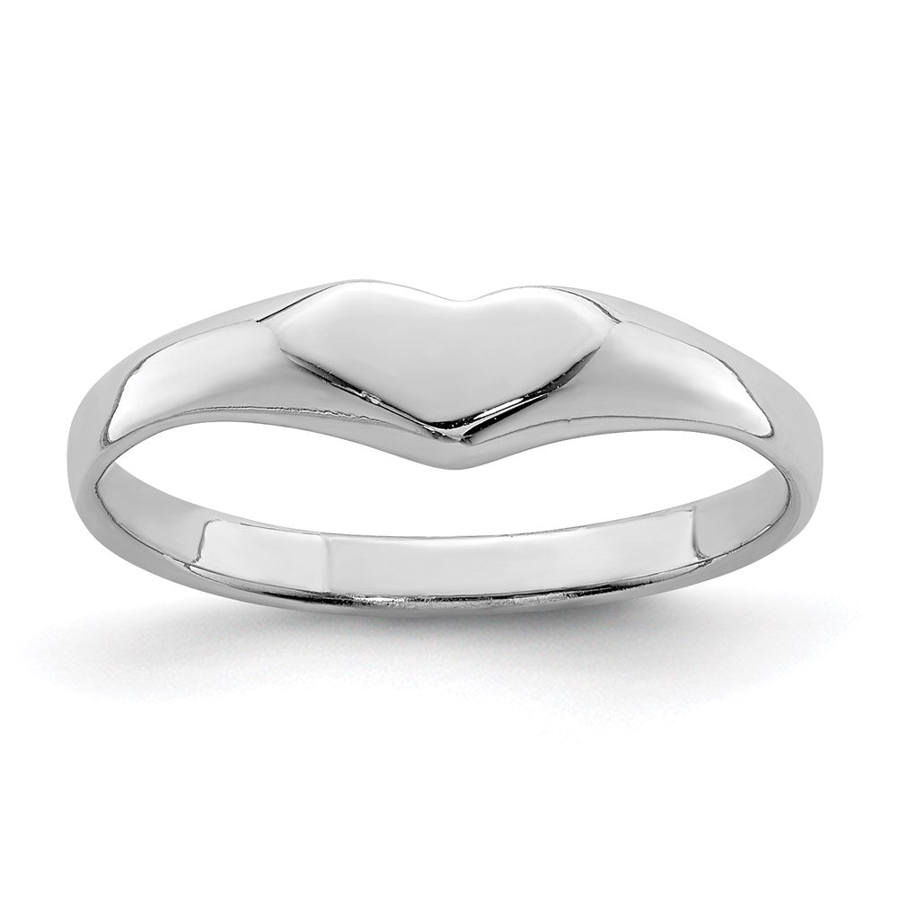 Sterling Silver RH-plated Polished Elongated Heart Size 4 Ring