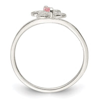 Sterling Silver Polished Pink CZ Butterfly Size 4 Ring