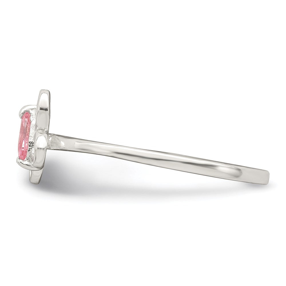 Sterling Silver Polished Pink CZ Butterfly Size 4 Ring