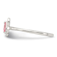 Sterling Silver Polished Pink CZ Butterfly Size 4 Ring