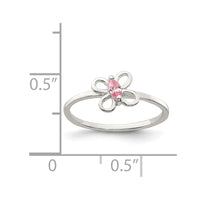 Sterling Silver Polished Pink CZ Butterfly Size 4 Ring