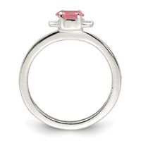 Sterling Silver Polished Pink CZ Candy Size 4 Ring