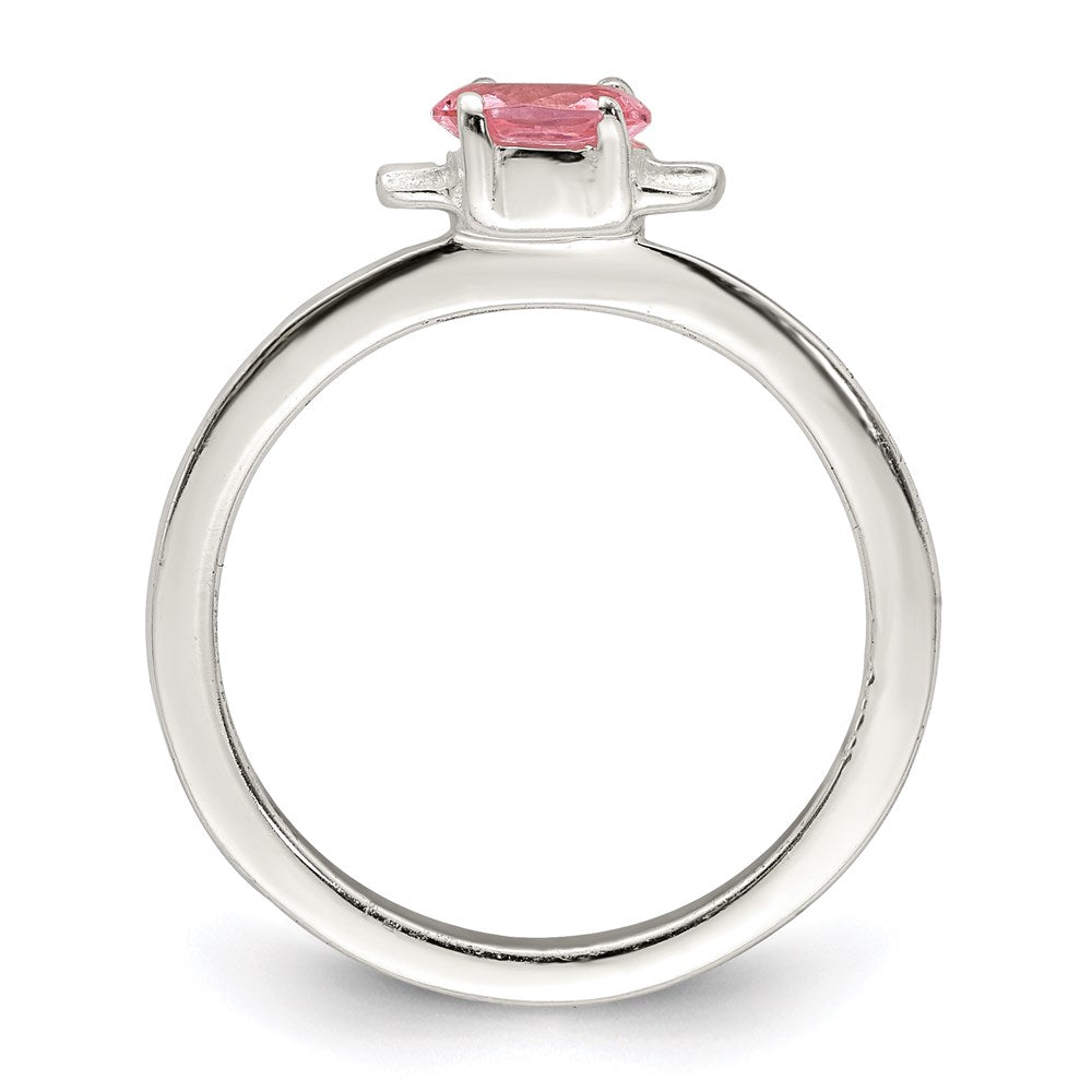 Sterling Silver Polished Pink CZ Candy Size 3 Ring