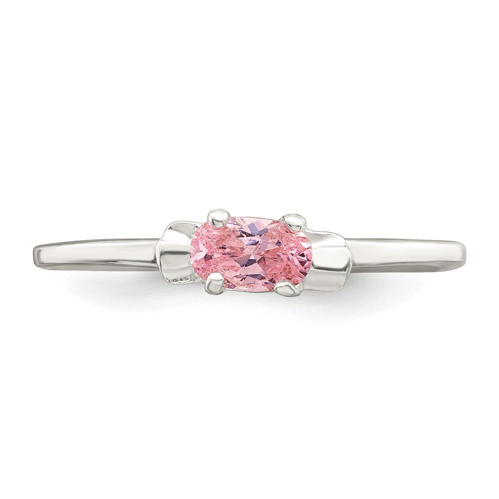 Sterling Silver Polished Pink CZ Candy Size 4 Ring