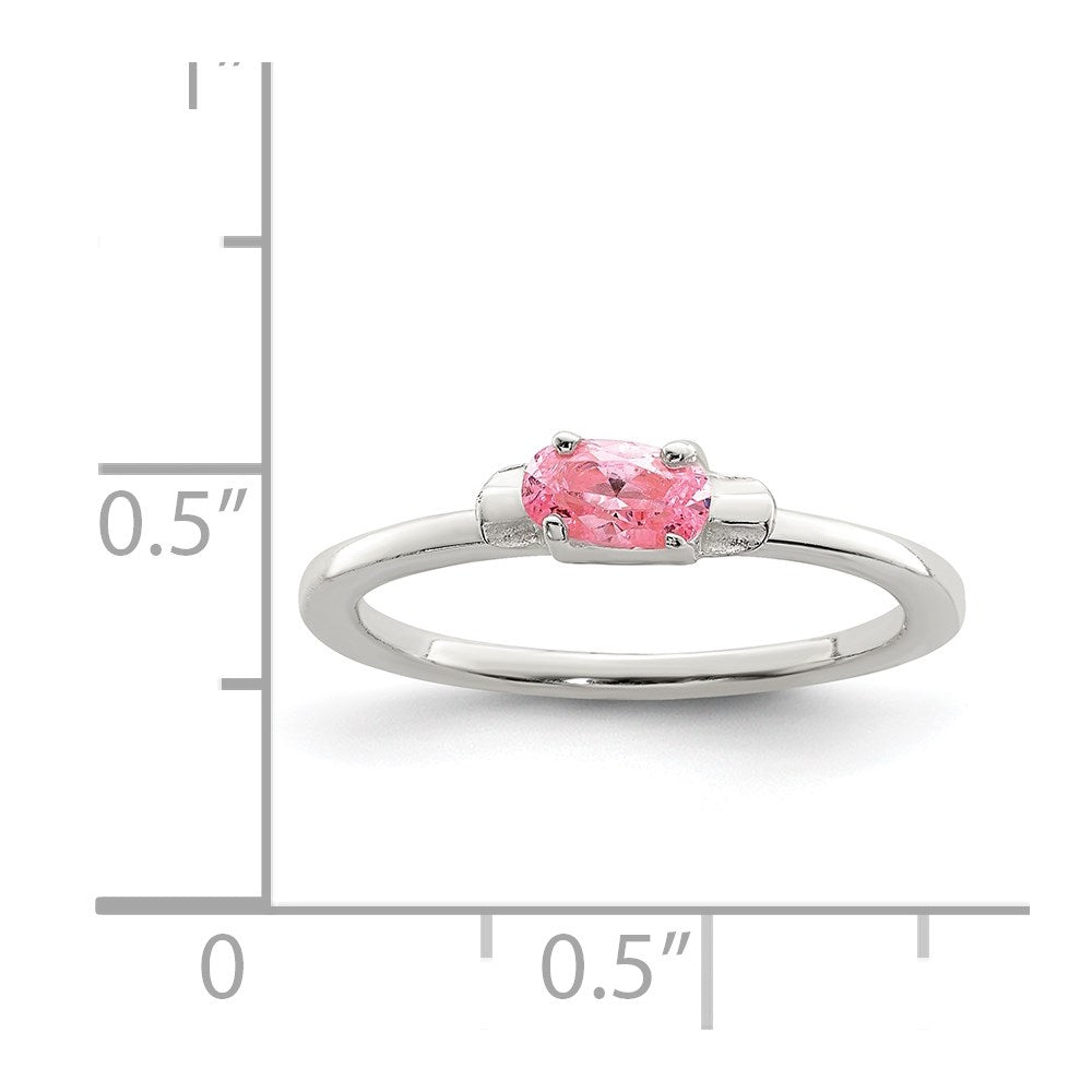 Sterling Silver Polished Pink CZ Candy Size 4 Ring