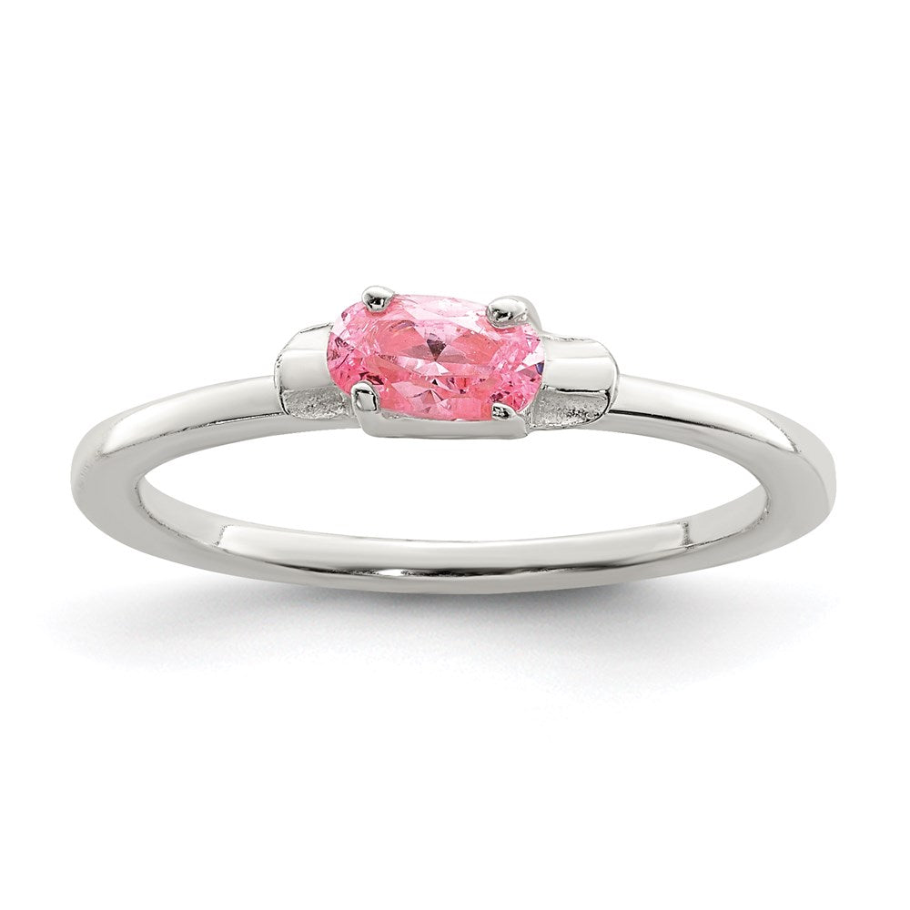 Sterling Silver Polished Pink CZ Candy Size 3 Ring