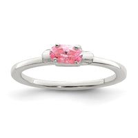 Sterling Silver Polished Pink CZ Candy Size 3 Ring