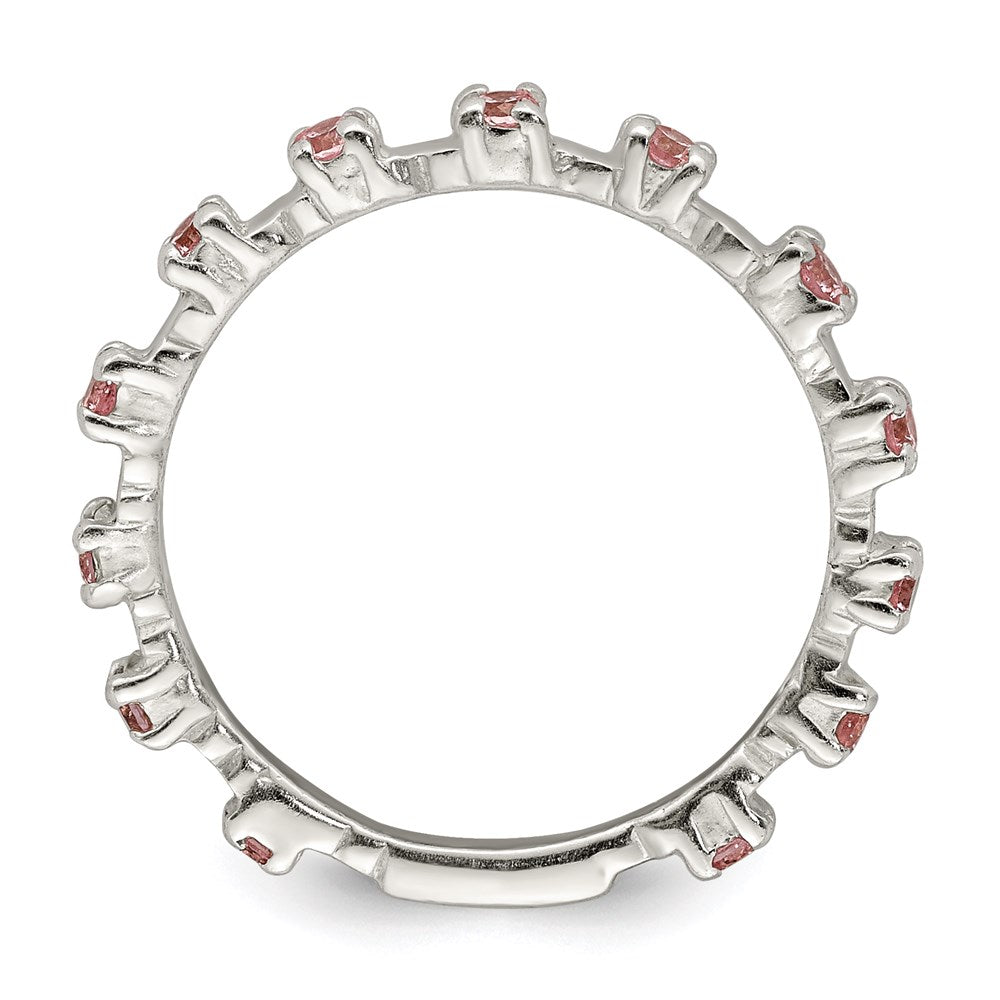 Sterling Silver Polished Pink CZ Size 3 Ring