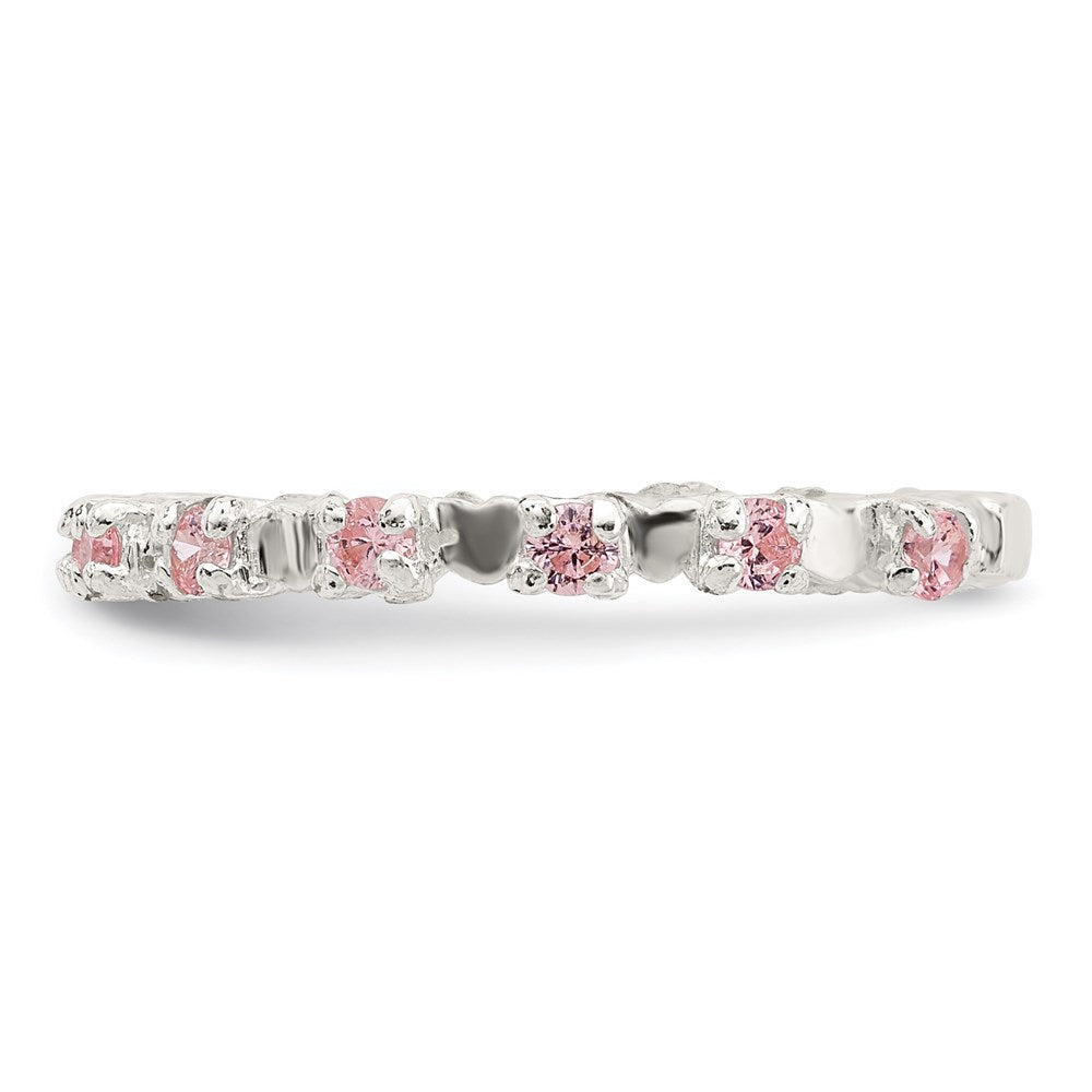 Sterling Silver Polished Pink CZ Size 4 Ring