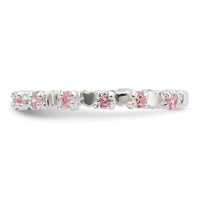 Sterling Silver Polished Pink CZ Size 4 Ring
