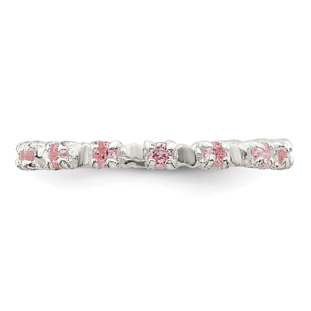 Sterling Silver Polished Pink CZ Size 3 Ring