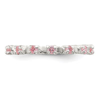 Sterling Silver Polished Pink CZ Size 3 Ring