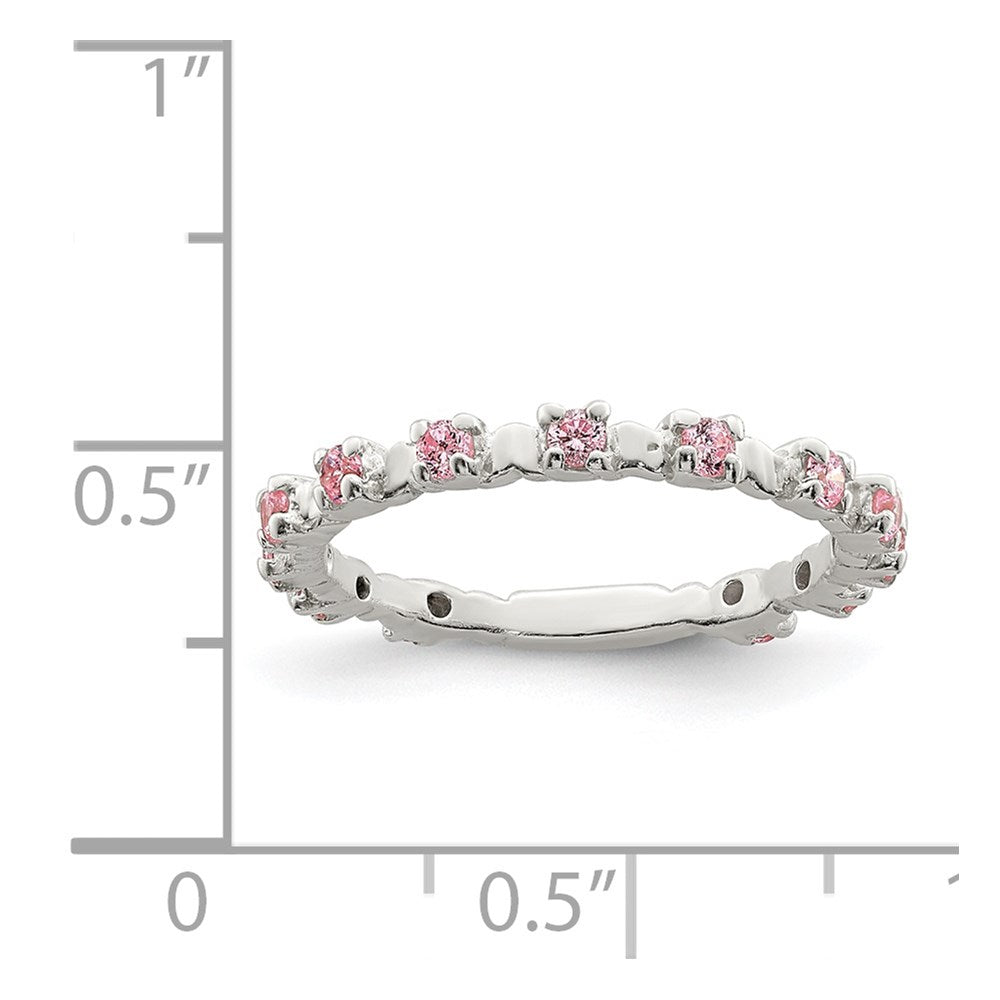 Sterling Silver Polished Pink CZ Size 3 Ring