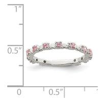 Sterling Silver Polished Pink CZ Size 3 Ring