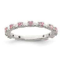 Sterling Silver Polished Pink CZ Size 3 Ring