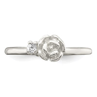 Sterling Silver Clear CZ Rose Kid's Ring