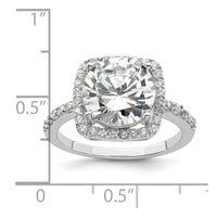 Sterling Silver Rhodium-plated Polished CZ Square Halo Ring
