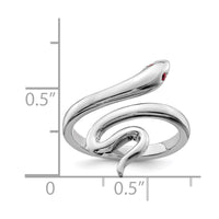 Sterling Silver Rhodium-plated Snake w/Synthetic Ruby Toe Ring