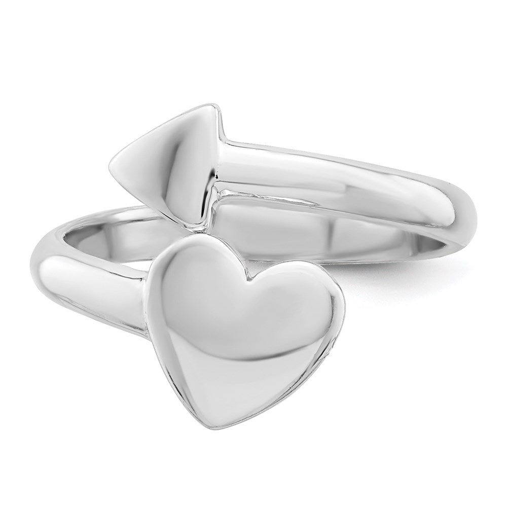 Sterling Silver Rhodium-plated Heart w/Arrow Toe Ring