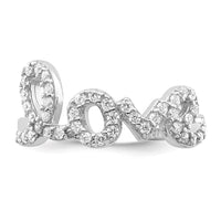 Sterling Silver Rhodium-plated CZ Love Toe Ring