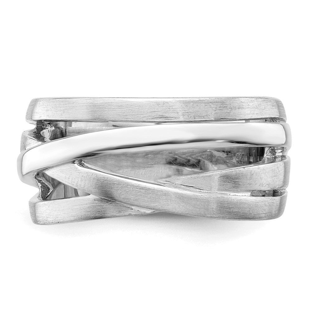Sterling Silver Rhodium-plated Brushed Ring