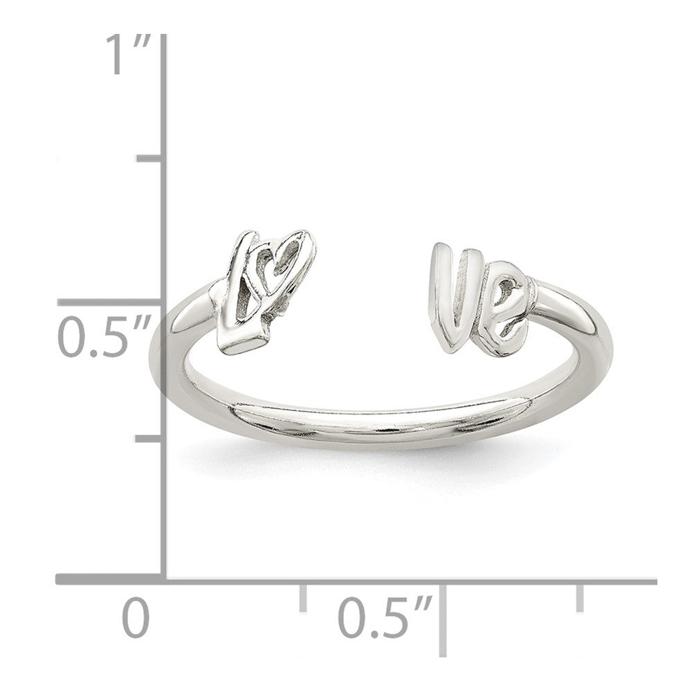 Sterling Silver Polished 'Love' Adjustable Ring