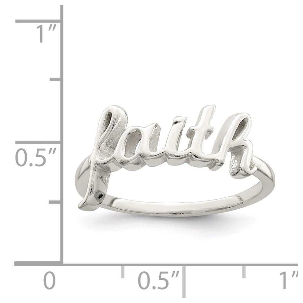 Sterling Silver Polished 'Faith' Ring
