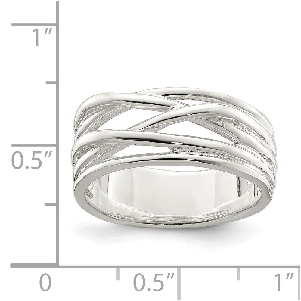 Sterling Silver Polished 5 Band Intersecting Ring