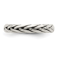 Sterling Silver Antiqued Weave 3.25mm Women's Ring