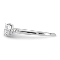 Sterling Silver Rhodium-plated Polished and Square Shaped CZ Ring