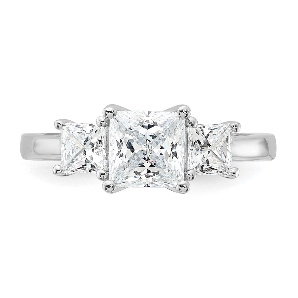 Sterling Silver Rhodium-plated & CZ 3 Stone Ring