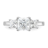 Sterling Silver Rhodium-plated & CZ 3 Stone Ring