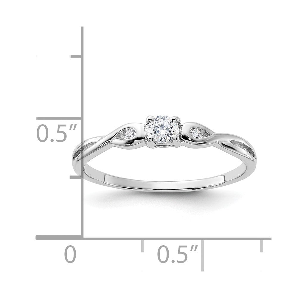 Sterling Silver Rhodium-plated and CZ Ring