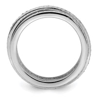 Sterling Silver Polished Rhodium-plated CZ Pavé Eternity Motion Ring
