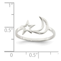 Sterling Silver Polished Star & Moon Ring