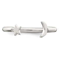 Sterling Silver Polished Half Moon and Star Adjustable Ring