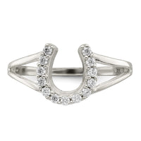 Sterling Silver Polished CZ Horseshoe Ring