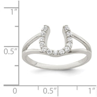 Sterling Silver Polished CZ Horseshoe Ring