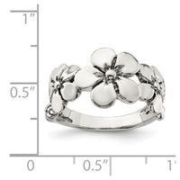 Sterling Silver Polished/Antiqued Flower Ring