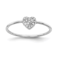Sterling Silver Rhodium-plated Polished CZ Heart Ring